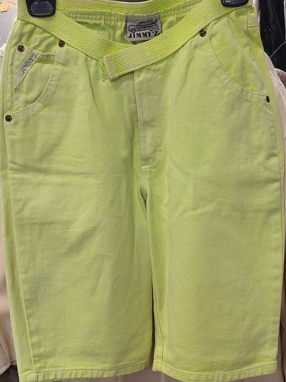 1980's JIMMY'Z Neon Green High-Waist Denim Shorts